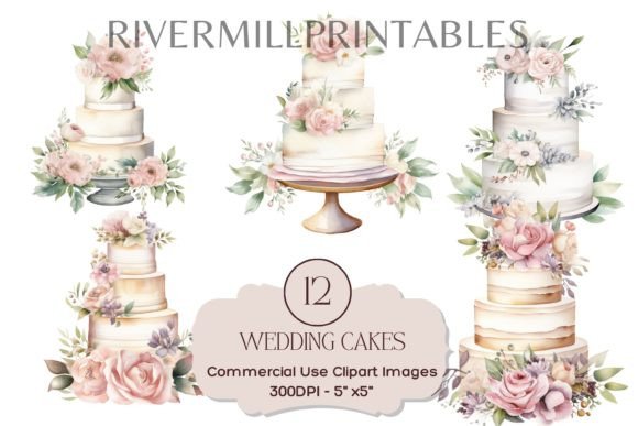 Beautiful Wedding Cakes PNG Illustrations for Your Designs