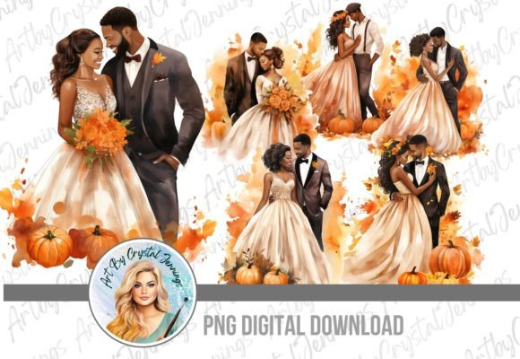 Black Bride & Groom Fall Pumpkin Wedding: A Designer's Dream Asset