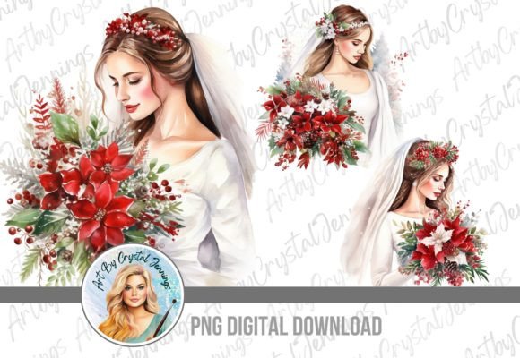 Designing Holiday Magic with Beautiful Bride Christmas Wedding PNG