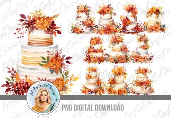 Designing with Autumn Elegance: Fall Floral Cake PNGs