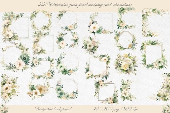 Elegant Green Floral Wedding Card Decorations