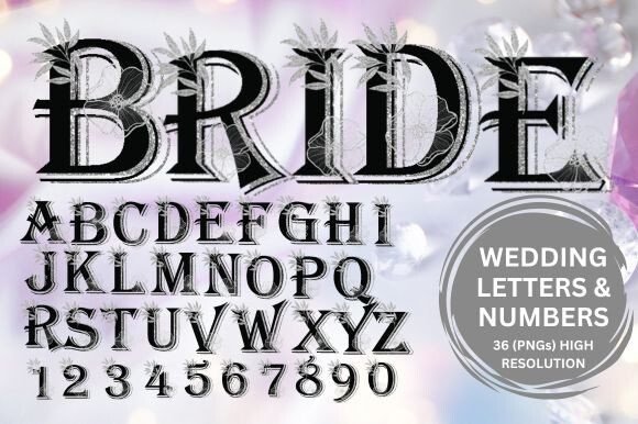 Elegant Wedding Alphabet Letters & Numbers for Your Projects