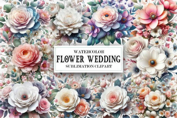 Enchanting Watercolor Flower Wedding Clipart for Your Designs