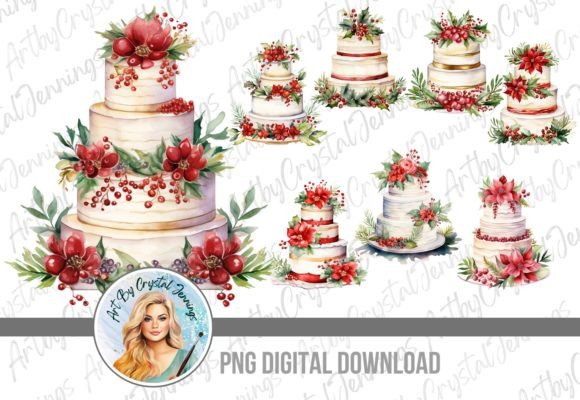 Floral Christmas Wedding Cake PNG: Festive Design Perfection
