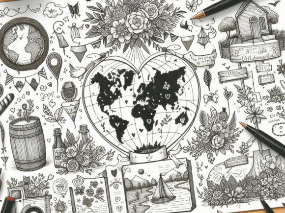 Hand Drawn Wedding Map Creator Graphic: A Unique Design Asset