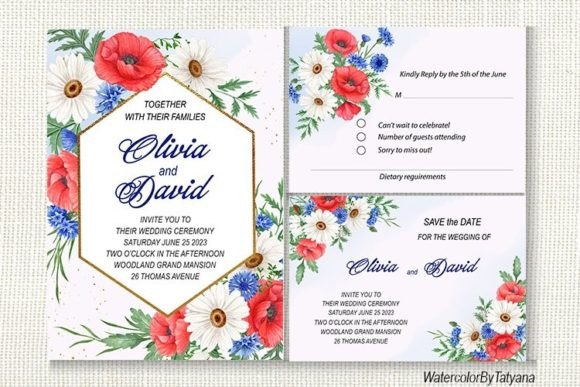 Hand-Painted Watercolor Frames for Wedding & Party Invitations