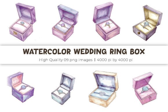 Watercolor Wedding Ring Box Clipart: Adding Artistic Charm to Your Projects