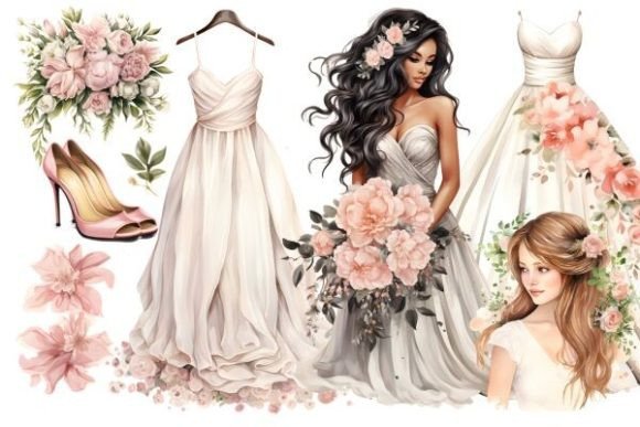 Wedding Dress & Bride Clipart: Elegant Design Assets for Every Project