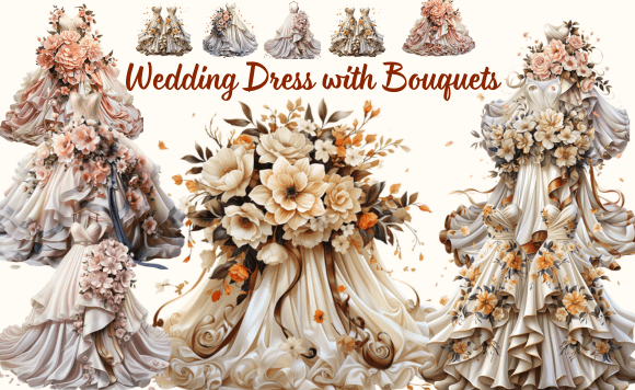 Wedding Dress with Bouquets: Floral Design for Your Creative Projects