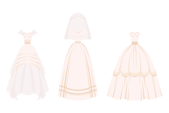 Wedding Dresses Set: Various Bride Ceremony Styles for Your Projects