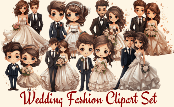 Wedding Fashion Clipart Set: Essential Designs for Creative Projects