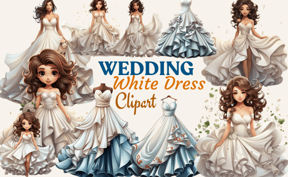 Wedding White Dress Clipart: Elegant Design Assets for Every Project
