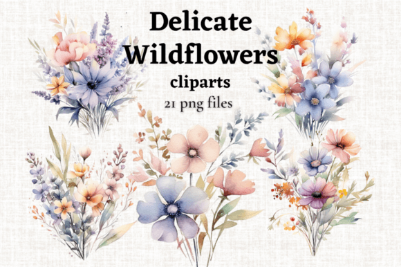 Whimsical Wildflower Clipart for Wedding Stationery